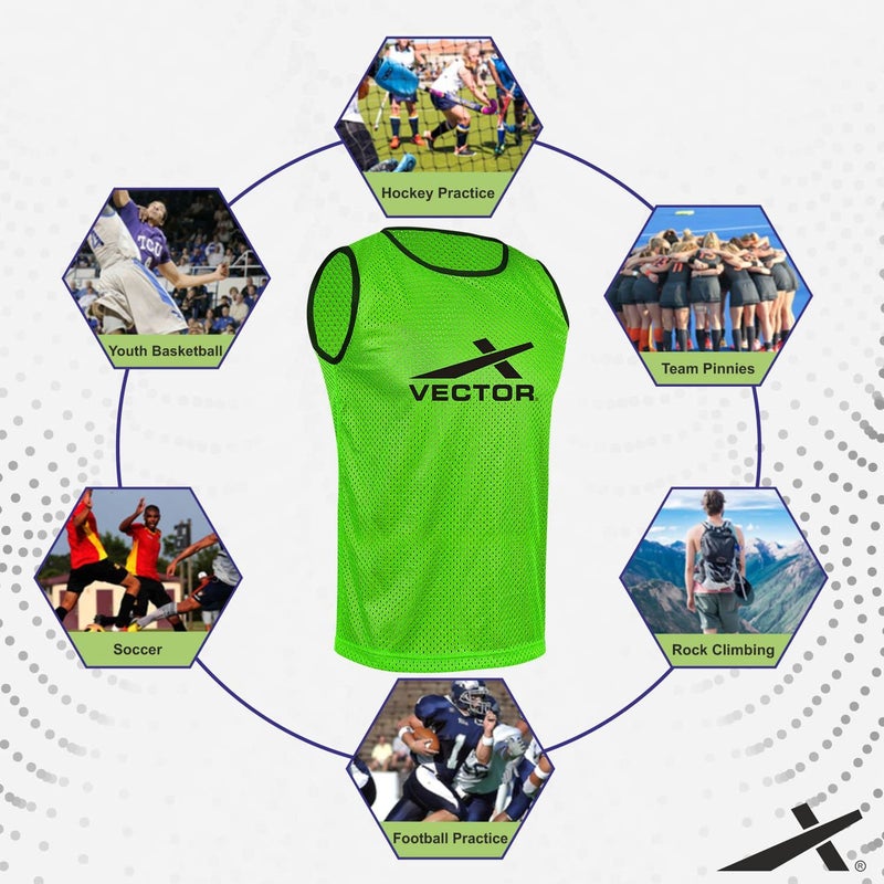 Vector X Training Bibs for Football Soccer Basketball Volleyball for Track and Field Play - Green, M - Image 5